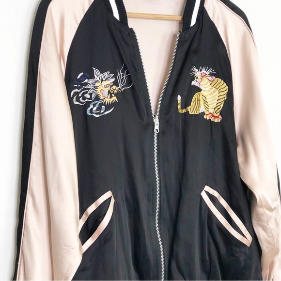 Bardot satin tiger, reversible, bomber jacket - Picture 3 of 8